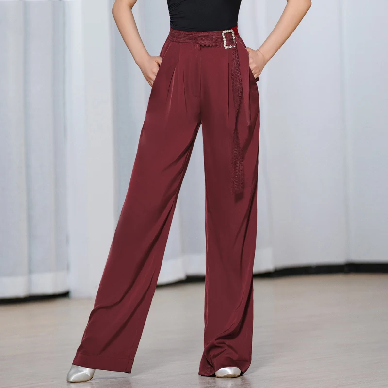 2024 New Latin Dance Performance Pants For Women Modern Dance Straight Pants Practice Clothes Chacha Rumba Latin Pants DN19280