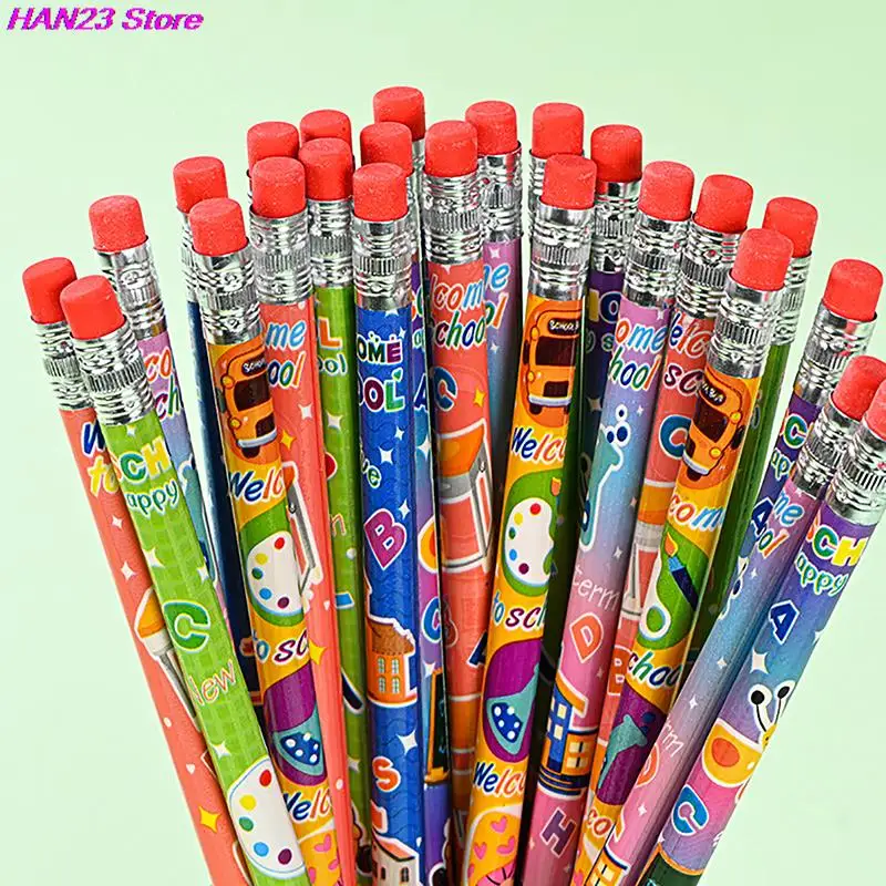 New 12pcs HB Wooden Pencil Lapices With Eraser For Student Children Drawing Writing Lapiz For School Stationery Writing Supplies