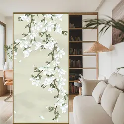 Static Cling Privacy Window Film Heat Control Anti UV Blocking Window Stickers Flower Pattern Frosted Glass Film