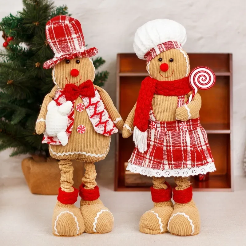 

Stretching Gingerbread Man Doll Couple Doll Christmas Standing Decoration
