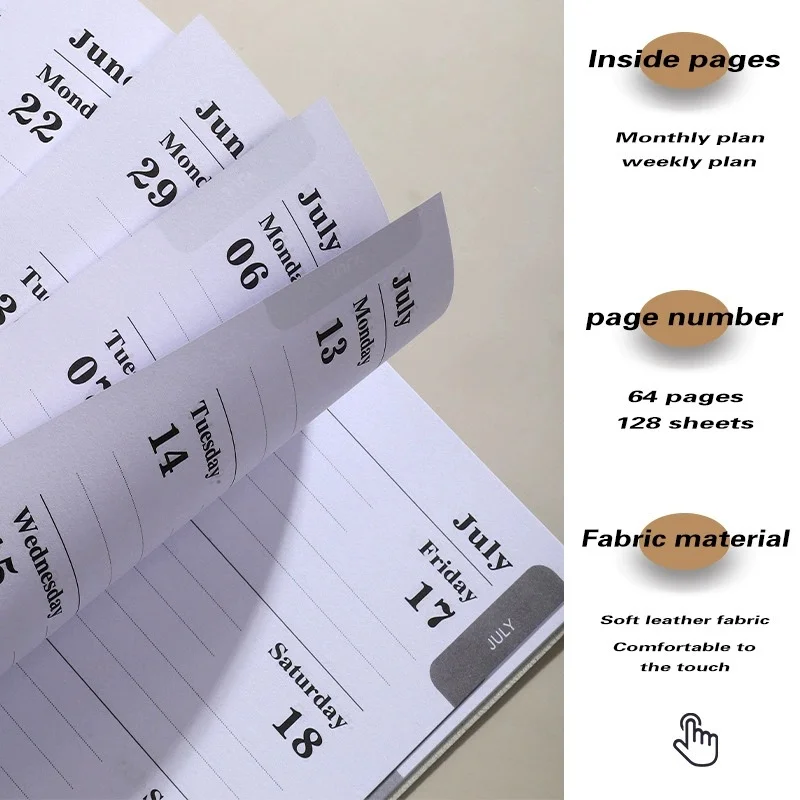 2026 A5 مخطط أسبوعي غطاء بولي يوريثان متين 365 يوما الجدول اليومي دفتر المدمجة التقويم مجلة مدرسة مكتب جدول الأعمال المنظم