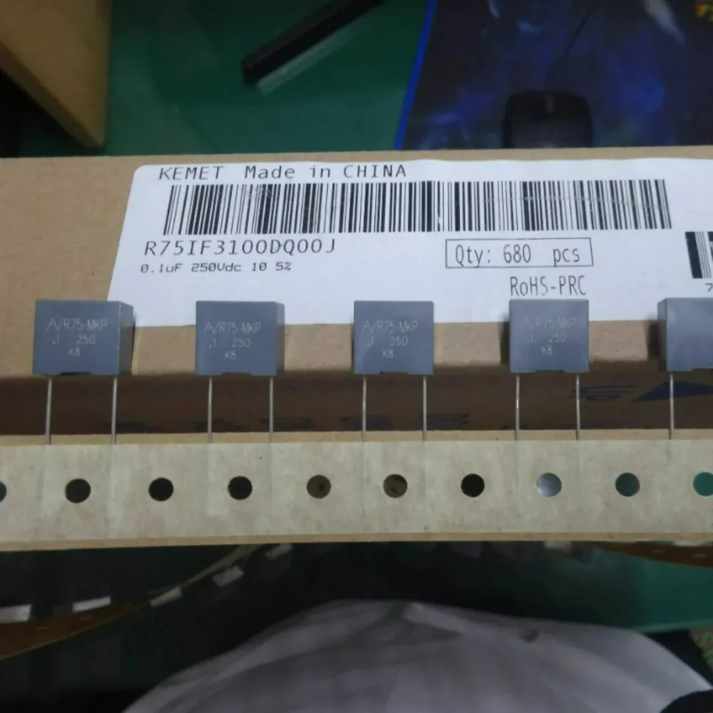 10pcs/lot AV R75 MKP 0.1uf 250V 100nf u1 104 J brand new 10mm film capacitor (thickness: 5.8mm) R75IF3100DQ00