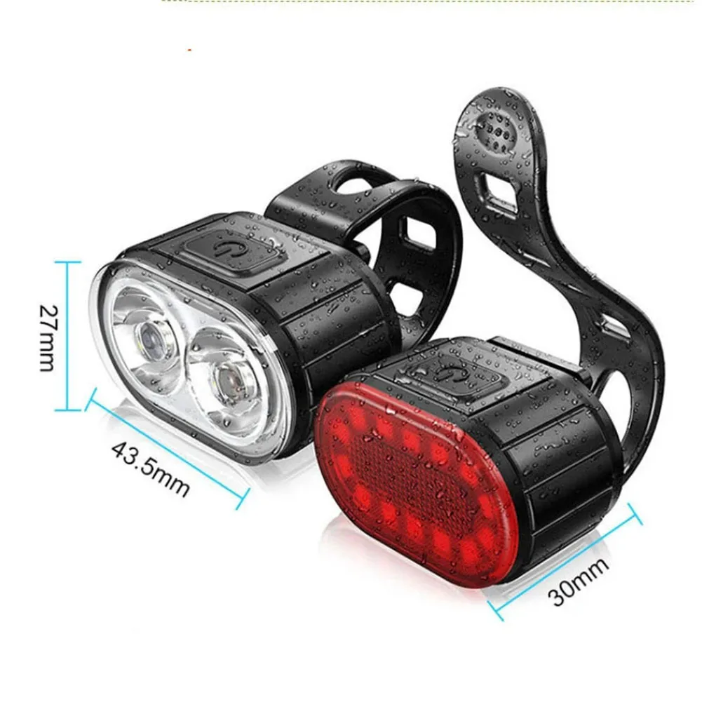 Bike Lights Front Rear Cycling Lighting USB Rechargeable Bicycle Flashlight Lamp Set Mountain Bike Headlight Taillight Bike Lamp