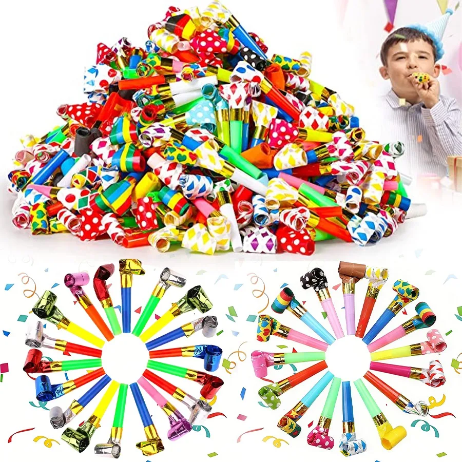 10-50pcs Party Blowers Whistles,Colourful Noisemakers Party Blowouts Squawkers Fringed Noise Maker,Birthday Wedding Noisemakers
