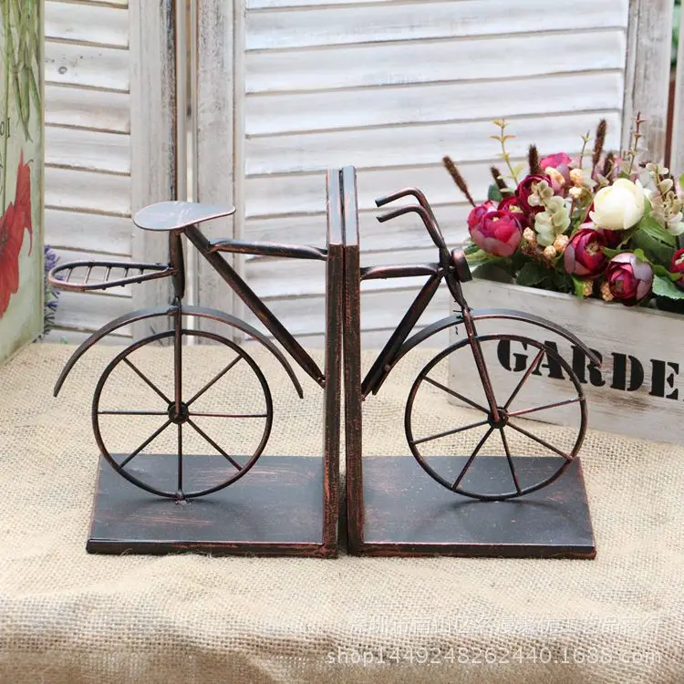 Book file, bicycle book holder, bookstand ornament, home decoration, wrought iron bicycle bookshelf