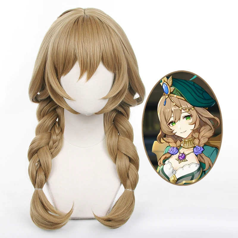 

Genshin Impact Lisa Cosplay Wig Long Brown Braided Wig Cosplay Anime Cosplay Heat Resistant Synthetic Wigs Hair Wig + Cap