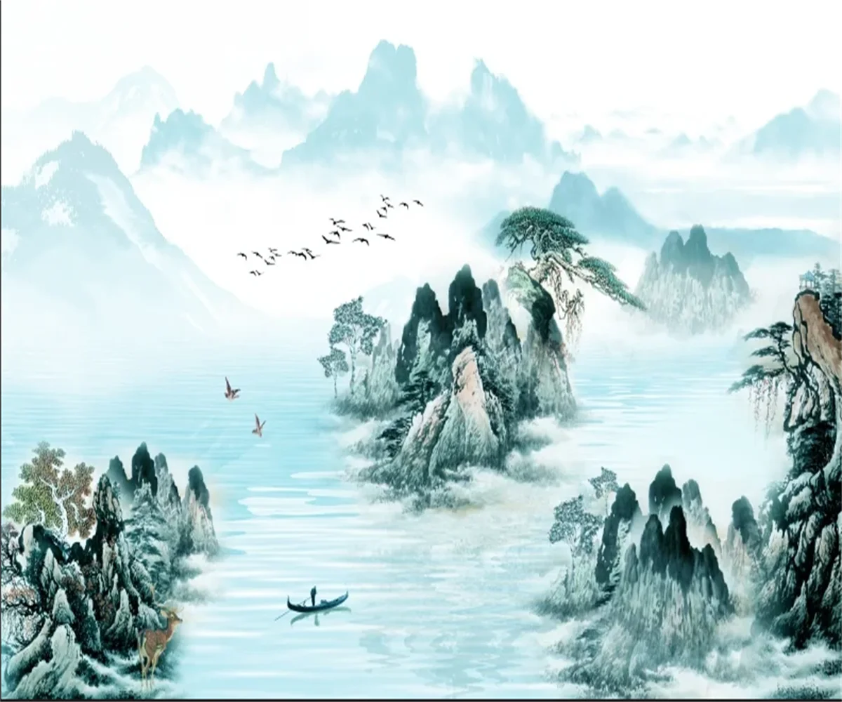 

Custom size wallpaper Abstract line mountain range landscape Mural Home decoration Linear space extension decorative wallpaper