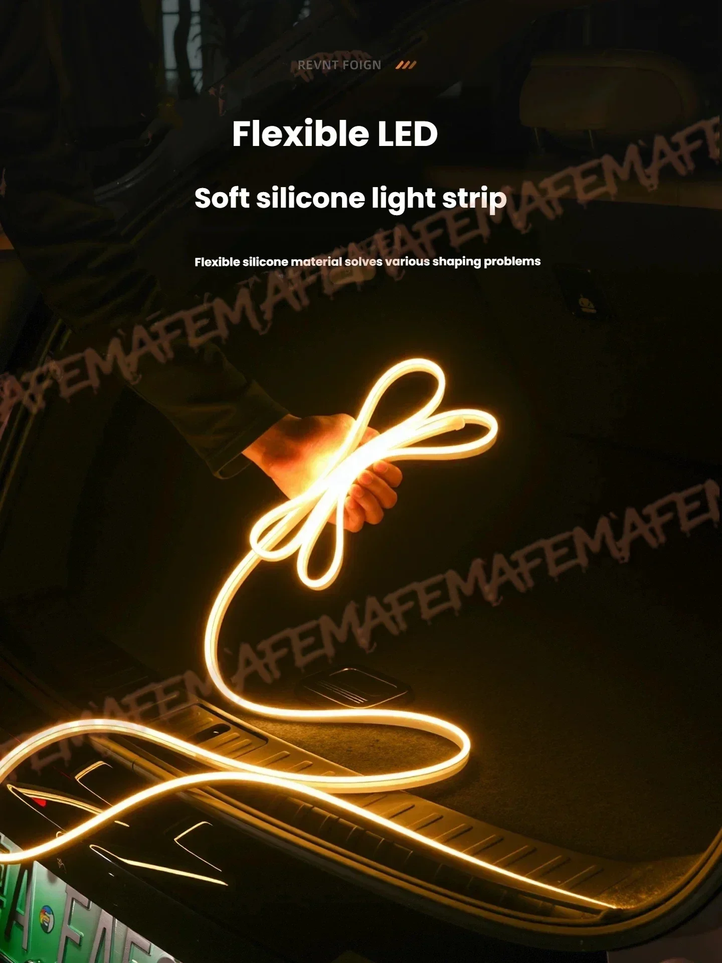 1 Stück Silikon+PVC-Material Auto-Kofferraum-Lichtleiste Wasserdicht Flexibel Auto-Modifizierte Beleuchtung für Tesla Model 3 Y Einfach zu installieren – Detail 5