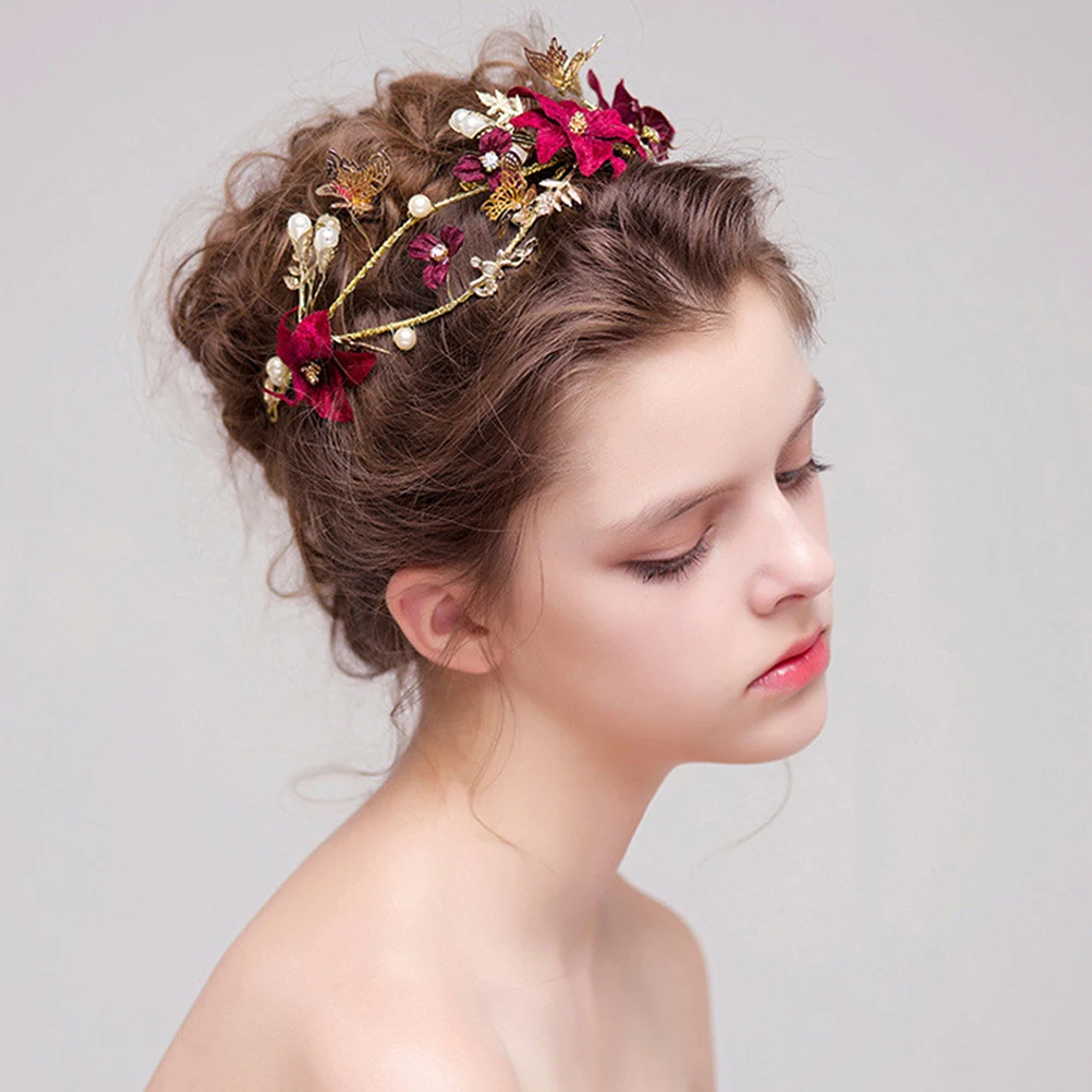 

Pearl Flower Hairb Women Bridal Headpiece Wedding Accessories Elegant Pearl Hoop Bride Bridesmaid Party Decorations