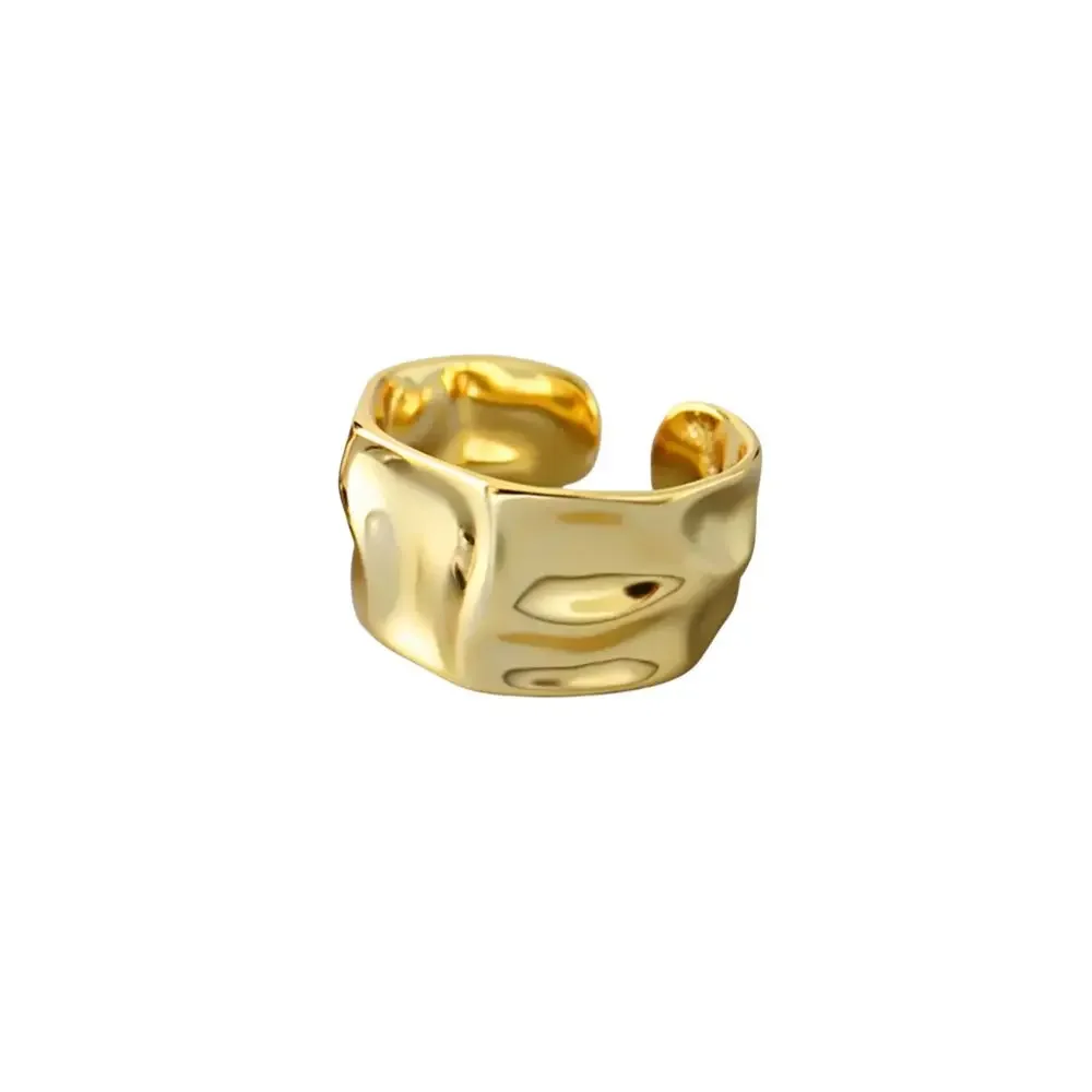 3pcs Stackable Resizable Stainless Steel Wave Cuff Ring Set