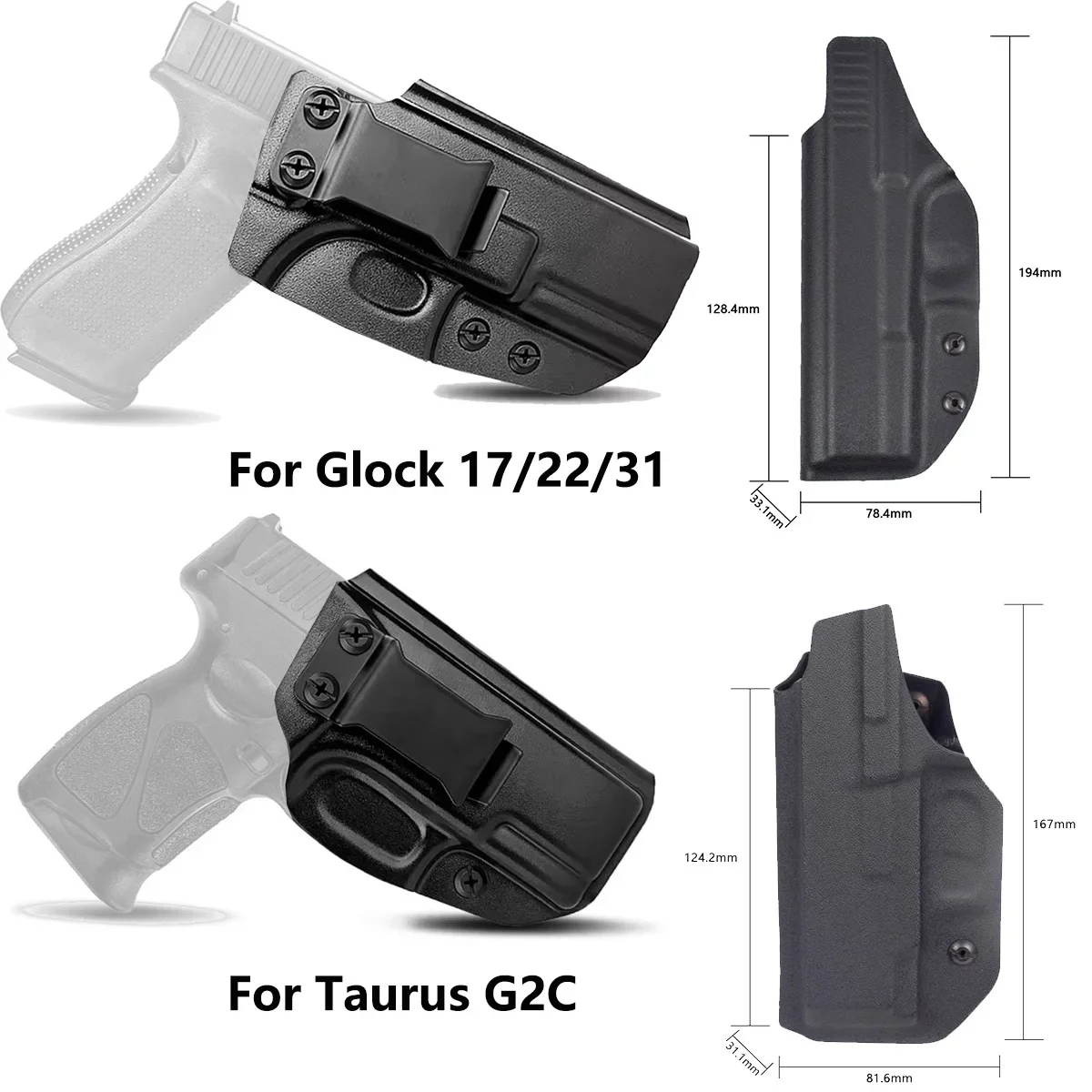 Tactical Concealed Carry IWB Holster Kydex Gun Holster Quick Draw Right Holder For Glock 17 19 43X Taurus G2C TH9 Sig Sauer P365