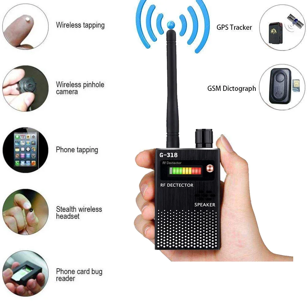 G318 Anti-Spy RF Signal Detector GSM Audio Bug GPS Tracer Lens Device Finder Sem Fio Spy Cam Anti Candid Camera Detect Scanner câmara espiã escondida Localizador detector de câmeras
