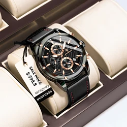POEDAGAR Luxury Fashion Man Watch Luminous Date Leather Watches For Men Waterproof Chronograph Sports Outdoor Men's Quartz Watch