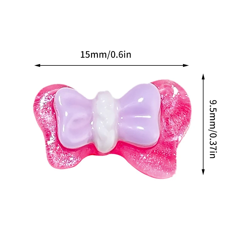 โบว์เรซิ่นผสม10ชิ้น/ถุงการตกแต่งศิลปะเล็บอะคริลิก3D เสน่ห์น่ารักชิ้นส่วนอุปกรณ์ทำเล็บพลอยเทียม DIY โบว์สีสันสดใส
