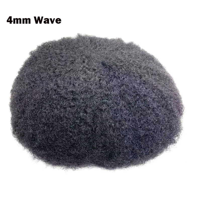 NEW 4mm Afro Curl Men Toupee 10*8 Hair replacement system for Men Full Lace Hair pieces Hair prosthesis Hair units base