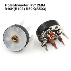 5PCS Straight Angle Radio Potentiometer RV12MM B10K B103 B50K B503 Power Amplifier Volume Potentiometer With Switch 12mm IBUW