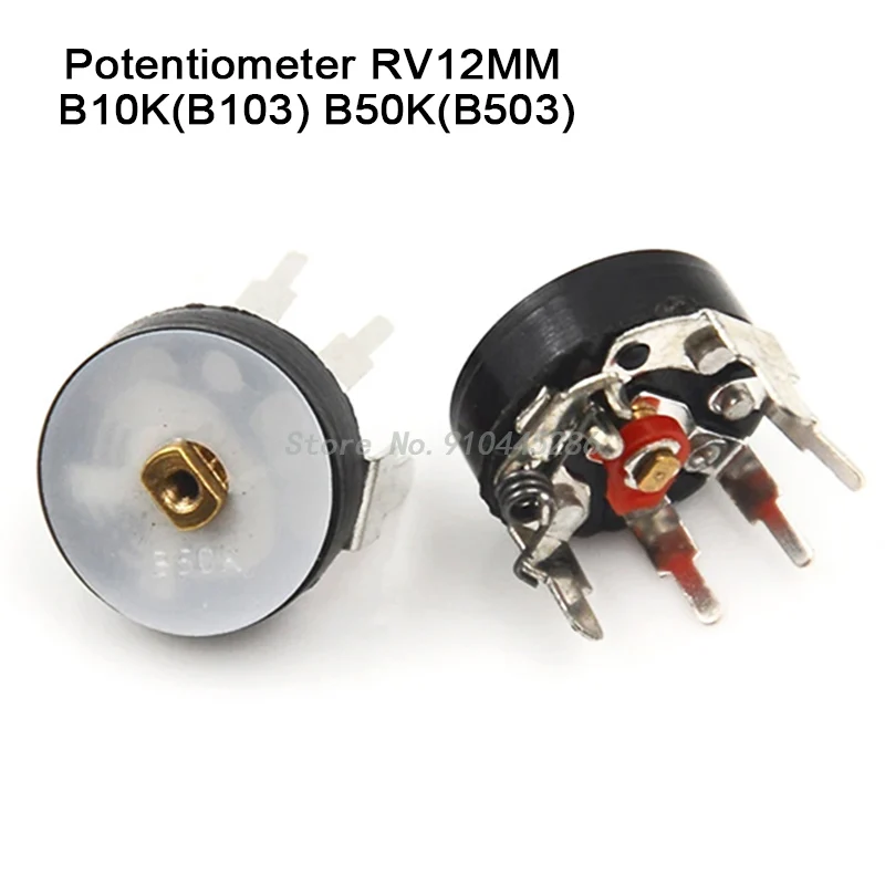 5PCS Straight Angle Radio Potentiometer RV12MM B10K B103 B50K B503 Power Amplifier Volume Potentiometer With Switch 12mm IBUW