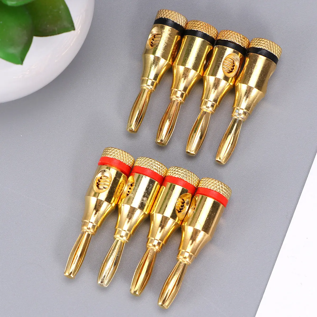 8 Pcs Speaker Banana Female Jack for Wire Spade Connectors Instrument Cable Golden Gauge