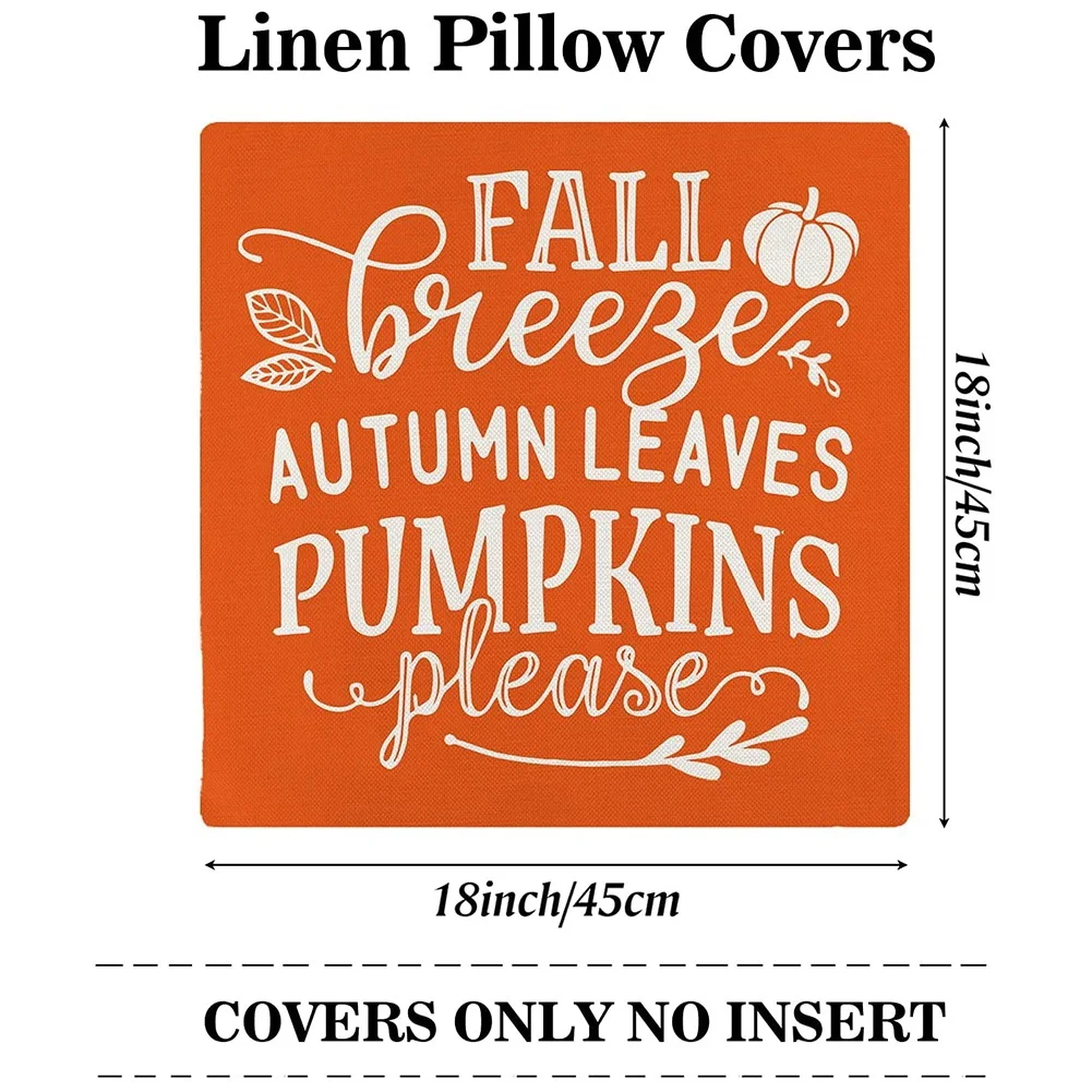 -RRKK Fall Pillow Covers 18X18 Set Of 4 Outdoor Throw Pillowcase Farmhouse Thanksgiving Decorations For Home Decor