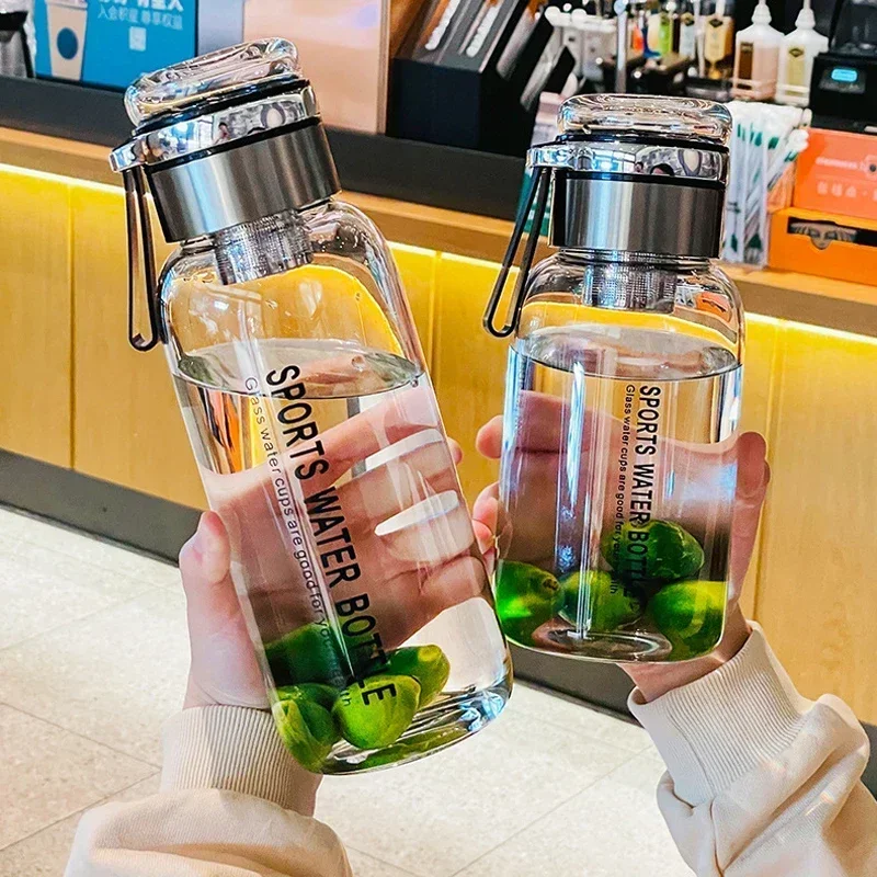 Portable High Borosilicate Water Cup Large Capacity Glass Tea Water Separation 2000ml Glass Water Bottle with Sleeve Leak-proof