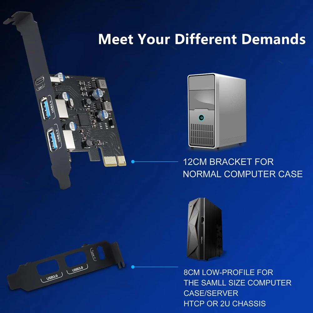 USB PCIE Card 18W Power Delivery, PCI Express 3 Port (Type C, 2 X Type A) PCIe USB 3.0 Fast Charging Card Expansion Card
