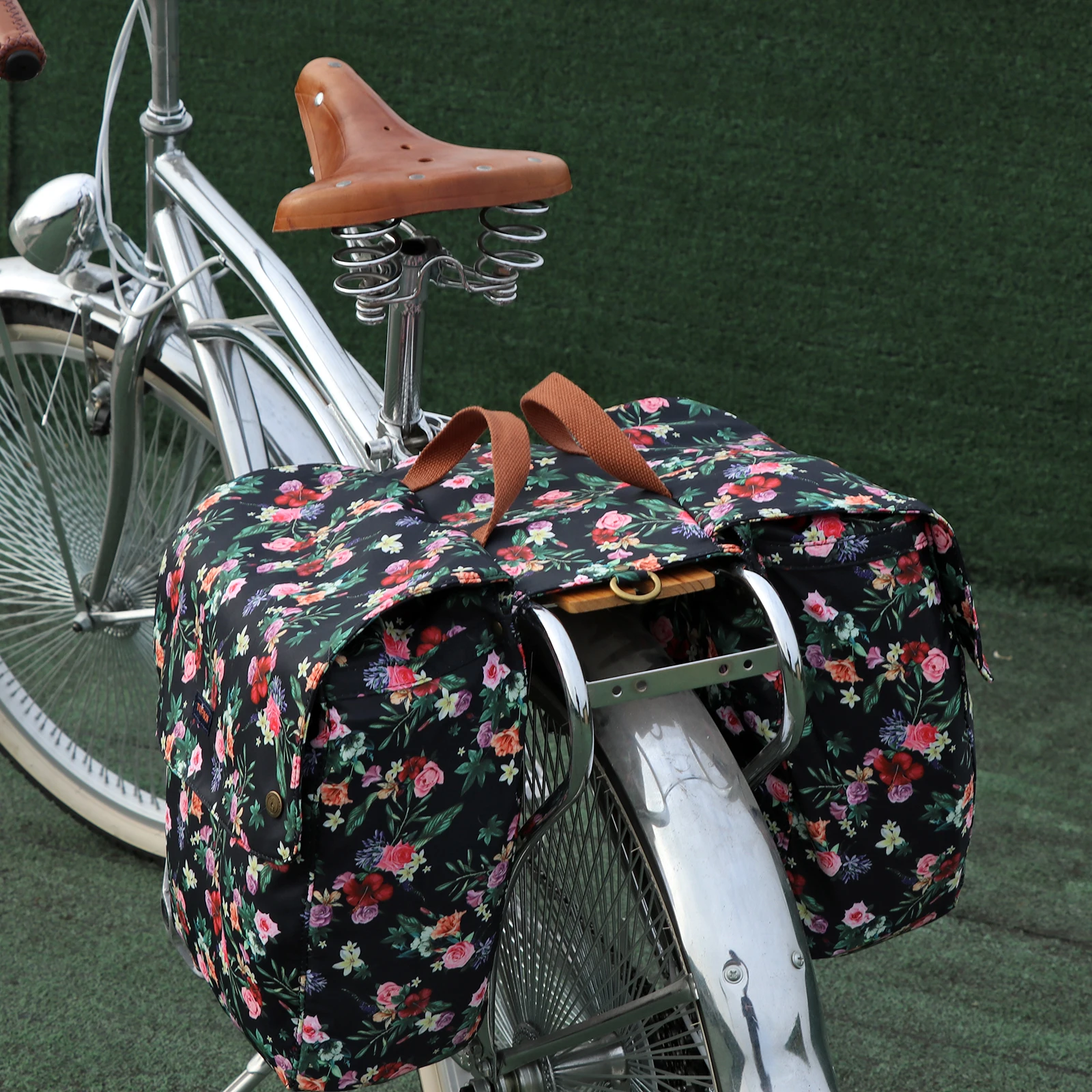 

Tourbon Retro Bike Pannier Bicycle Saddle Bags Back Rear Seat Cycling Luggage Two Storage 23L Water Repellent Waxwear Canvas