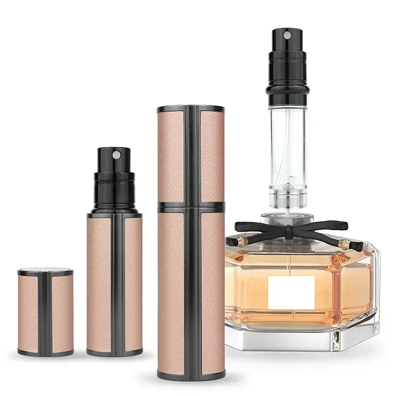 5ML Przenośny Kompaktowy Skórzany Flakon na Perfumy Wielofunkcyjny Atomizer Wielokrotnego Użytku Pusty Atomizer do Perfum na Podróż Butelka z Rozpylaczem 1 szt.