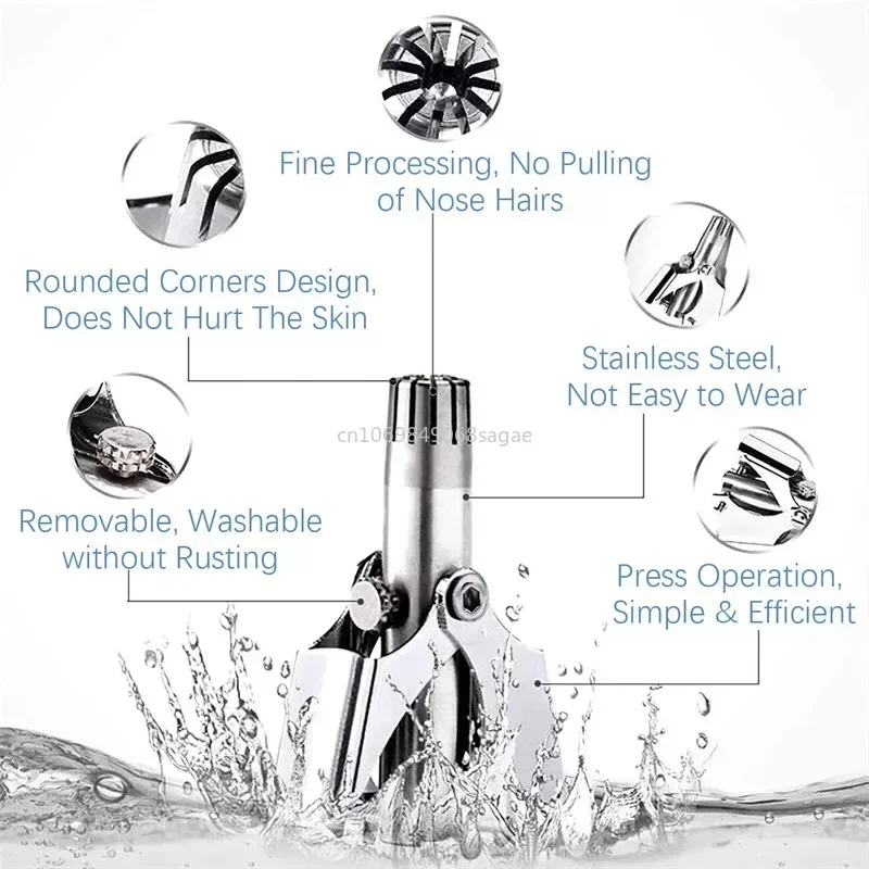 Alat cukur hidung Manual Stainless Steel, pemangkas rambut hidung pria, pisau cukur Vibrissa portabel, pemangkas rambut telinga hidung dapat dicuci