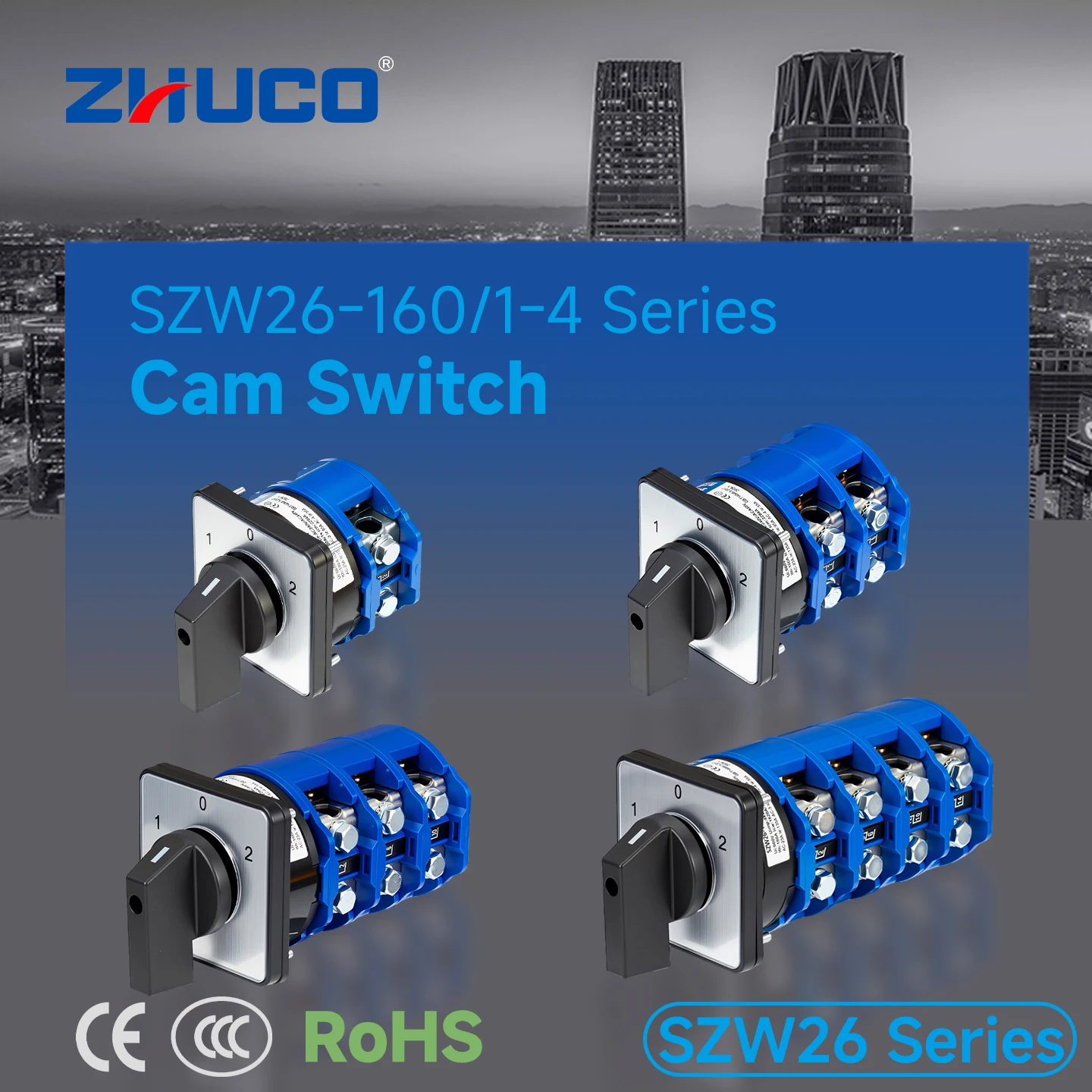 Szw26-160/1-4 Series 102 Panel Two-On-One-Off Toggle Switch Rotary Switch Selector Switch Silver Contact Cam Switch