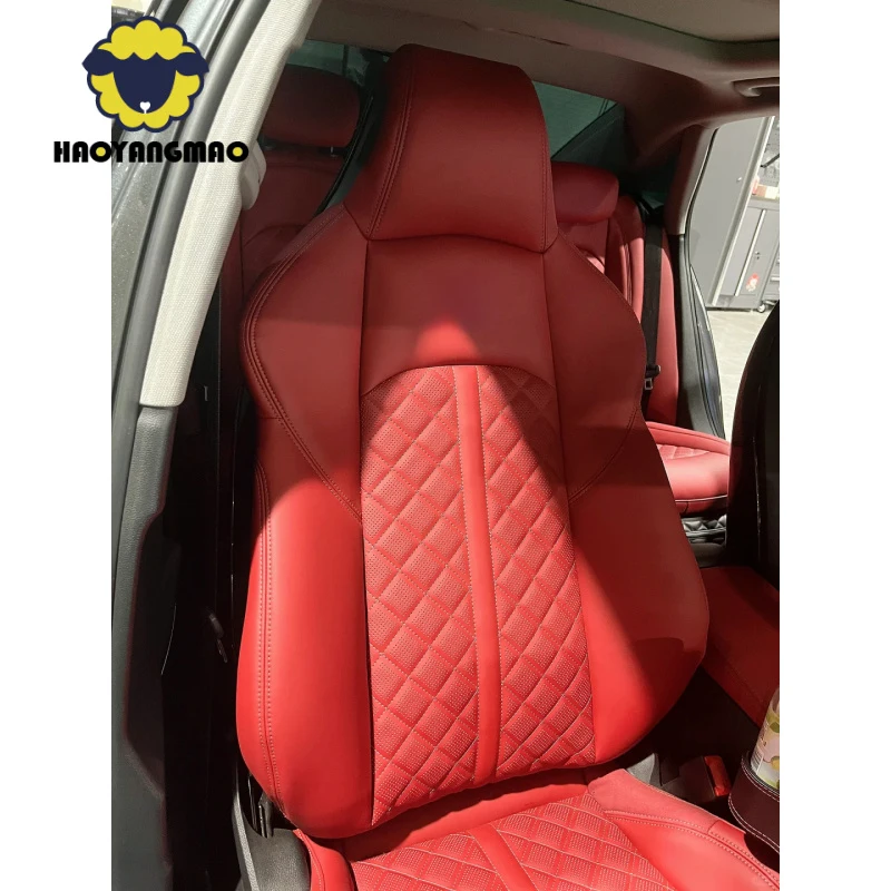 A4 Comfortable Red S4 Modified Seat Foam Kit with PU Leather Cover Door Panels Front and Rear for audi
