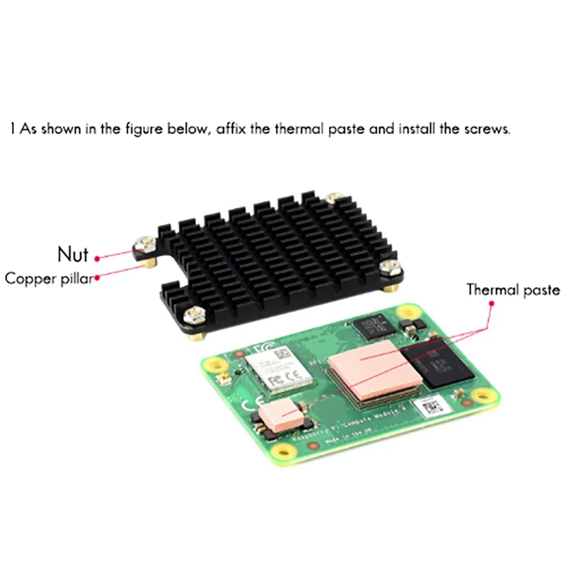 Waveshare Motherboard Heat Sink For Raspberry Pi CM4 Motherboard Dedicated Heat Sink Reserved Antenna Holes