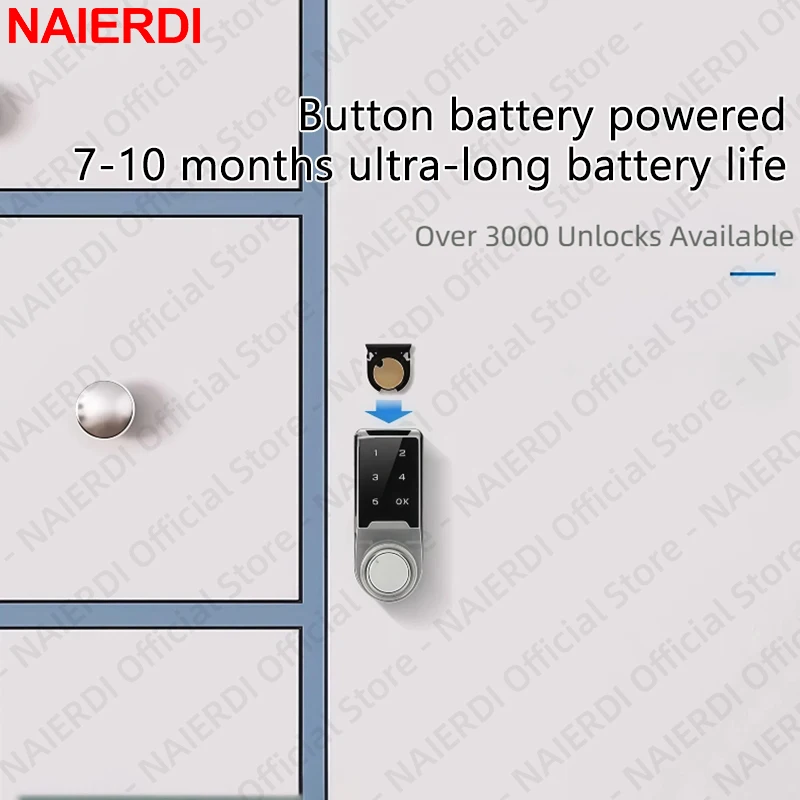 NAIERDI Keyless Smart Password Lock, Electronic Cabinet Lock for Metal Box,Security Cabinet Lock for School Locker,Gym Locker