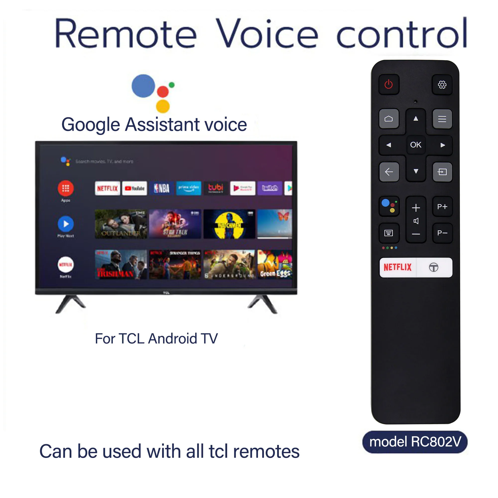 

Smart TV Replacement Remote Controller for TCL 65P8S 49S6800FS 49S6510FS 55P8S TV Set Top Box Stick Accessories