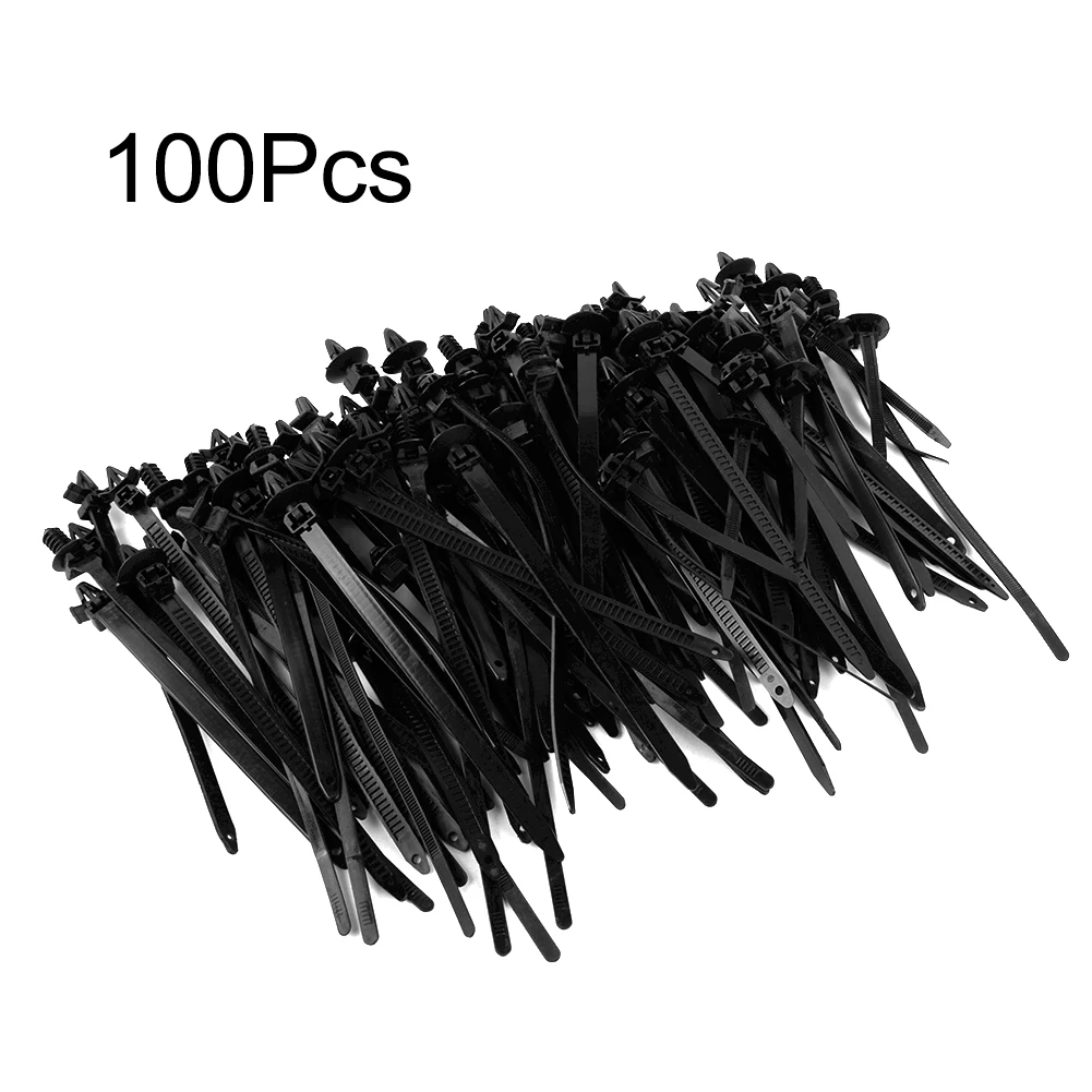 Bundled Wire Bands Car Line Black Cable Fastener Harness Mixed Nylon Zip Clip 100pcs/Set Newest Practical Sale