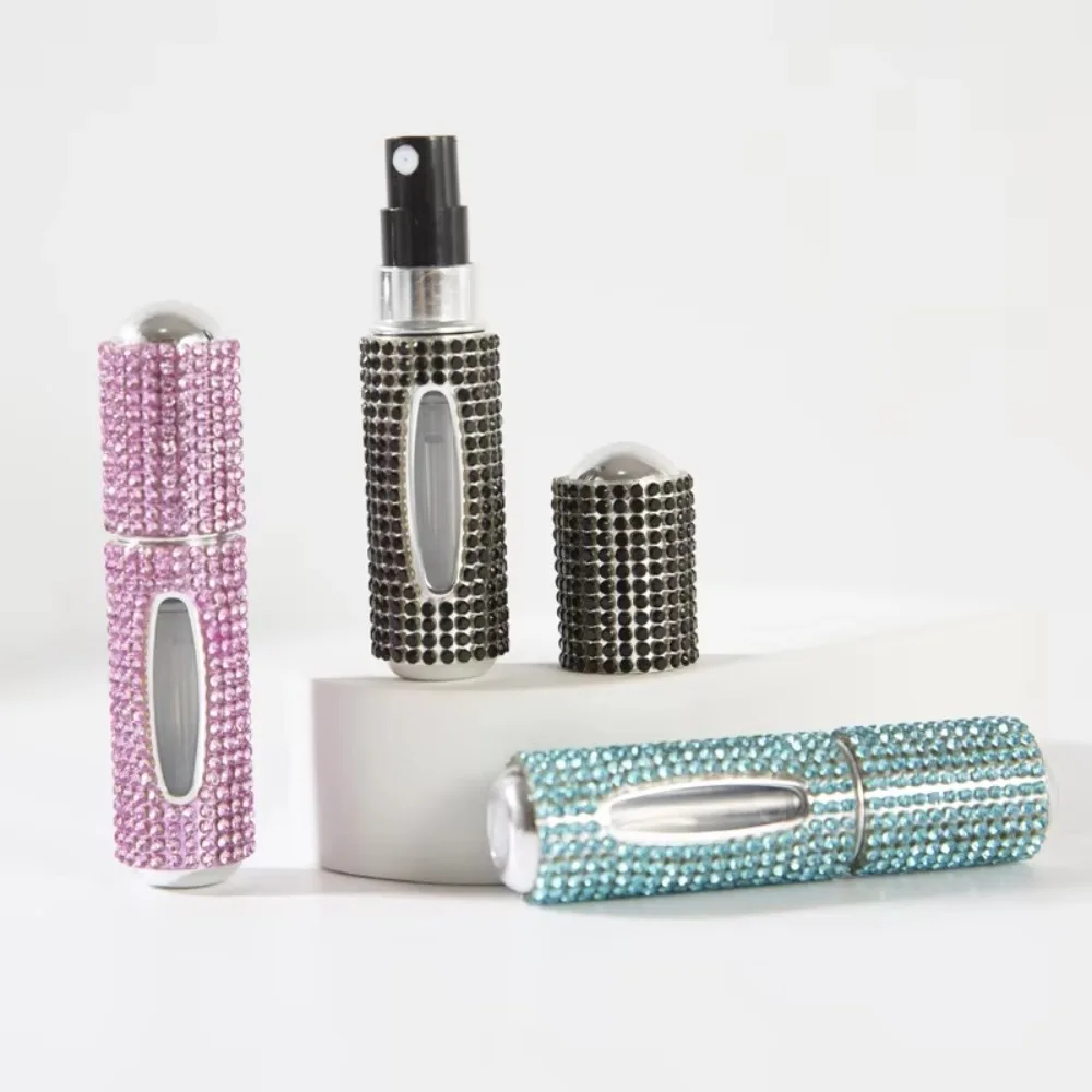 5ml 미니 향수병 크리스탈 디자인 블링 글리터 리필 가능한 아토마이저 스프레이어 다이아몬드 장식 미니 사이즈 향수 용기
