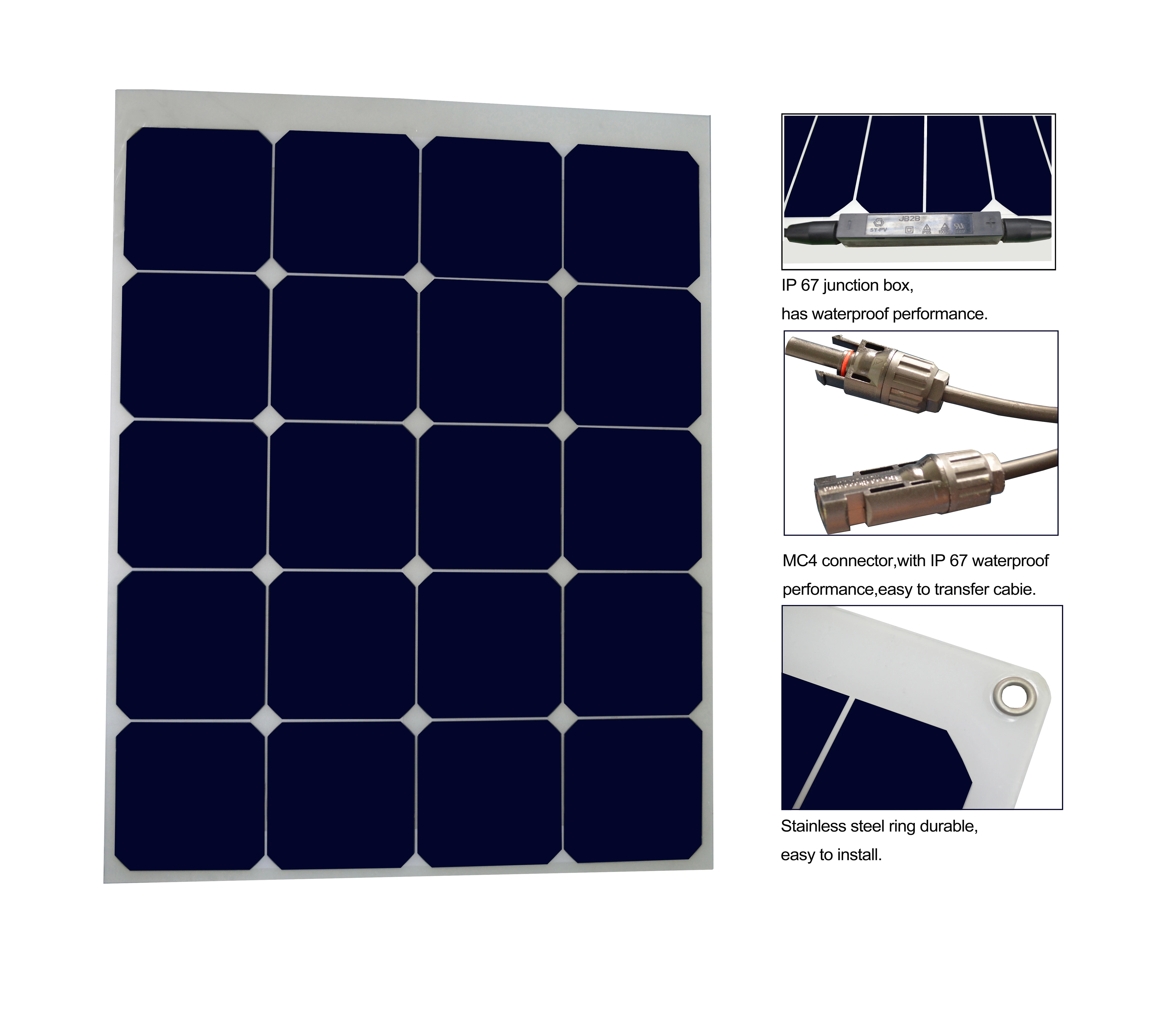 

Custom Size Shaped 70W Light Weight Flexible Solar Panel High Efficiency Transfer Thin Film Flat Plate 11V