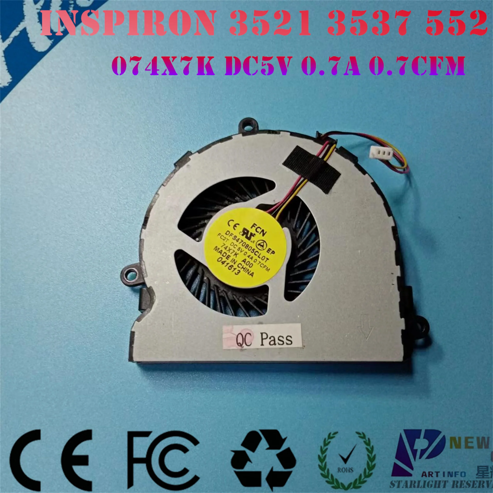 Laptop CPU Cooling Fan For DELL INSPIRON  3537 5537  5535 series 074X7K DC28000C8F0 DFS470805CL0T FC2T DC 5V 0.4A 0.7CFM