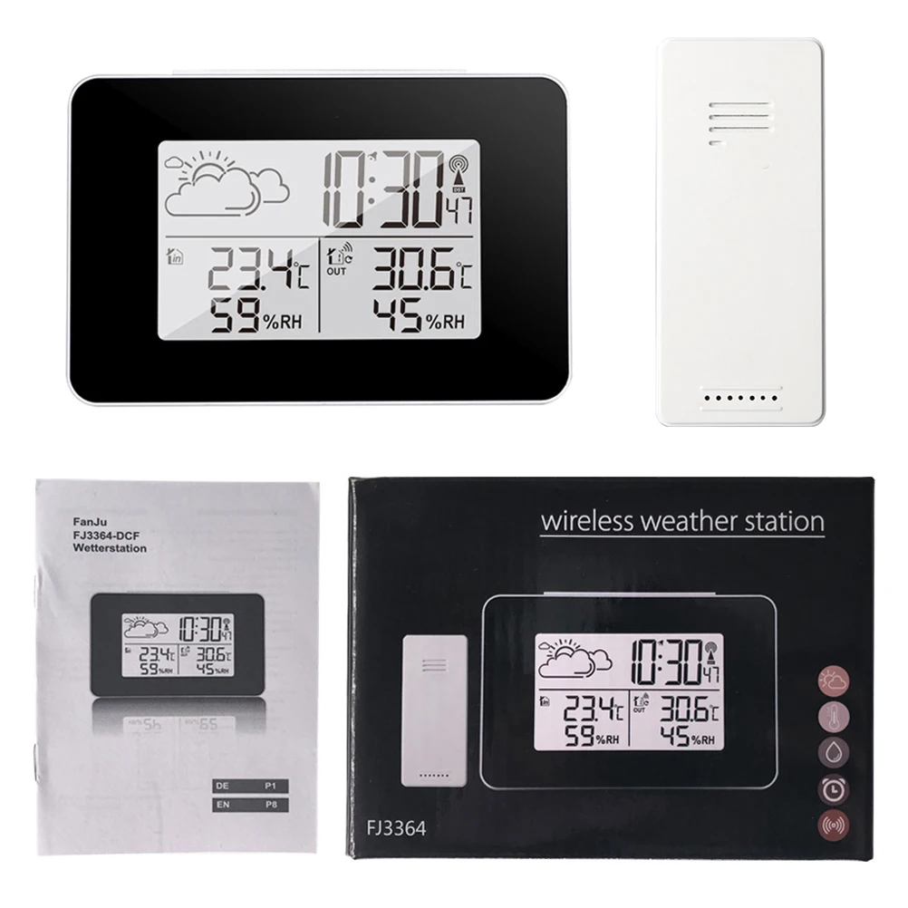 

Multifunction Wireless Weather Clock Digital Alarm Clock Thermometer Hygrometer Indoor Outdoor Temperature Display Barometer