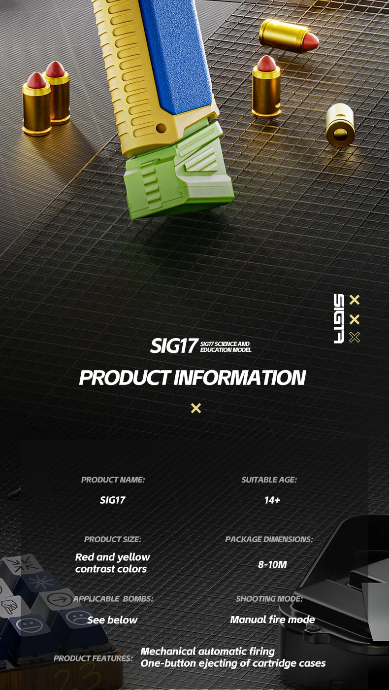 SIG17 Kontinuierlich Feuernde Baustein-Spielzeugpistole mit Hülsenauswurf, Airsoft-Blowback-Pistole mit Leerlauffunktion für Outdoor-CS-Schießspiele – Detail 7