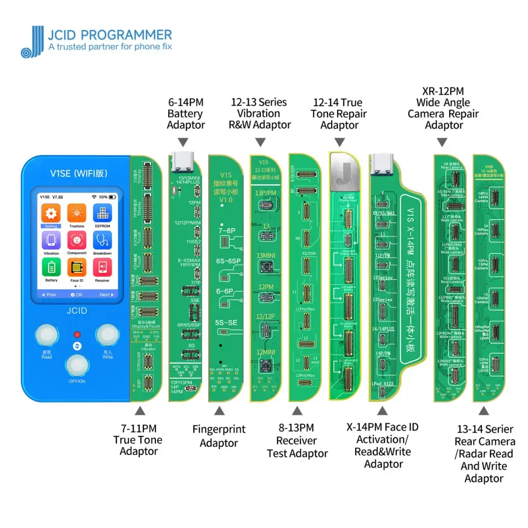 TLF JC V1SE 9-in-1 Wifi for Mobile Phone Repair True Tone Battery Health Face ID & Fingerprint Reader with Rear