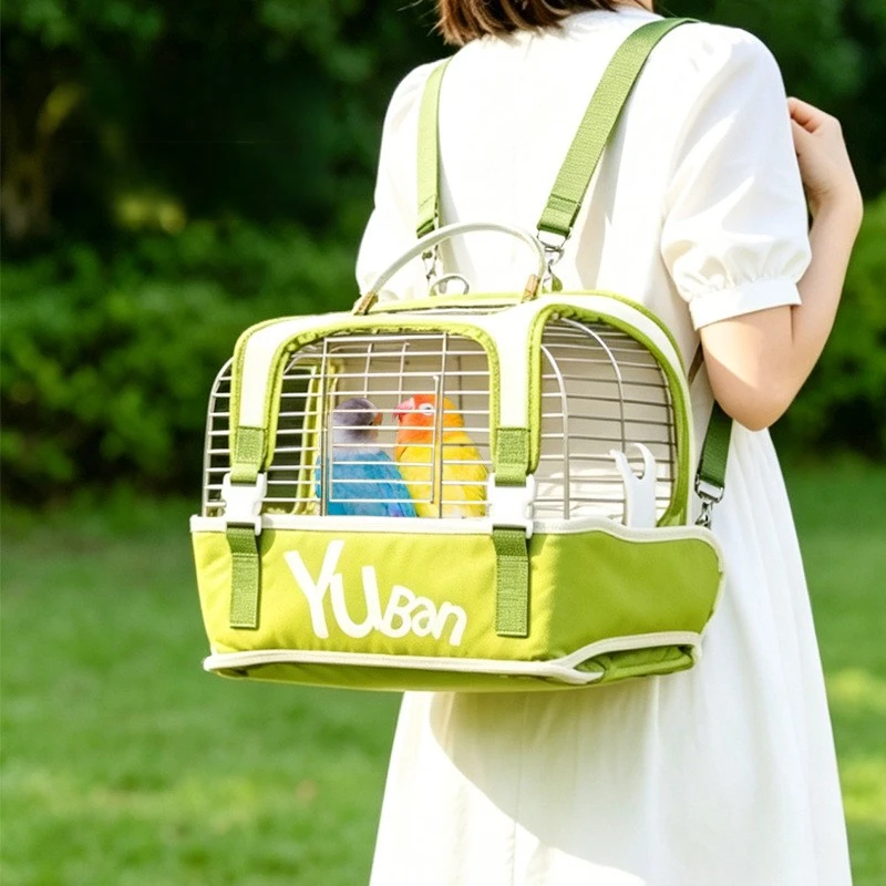Outing Parrot Cage Breathable Travel Bird Carrier Backpack Portable Lightweight Birds Transport Carrier Bag with Pull-out Tray