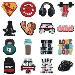 Gym Fitness Shoe Charms for Crocs Accessories Men Clogs Pins Women Badge Boy Jeans Kids Decorations Buckle Shoes Accessories