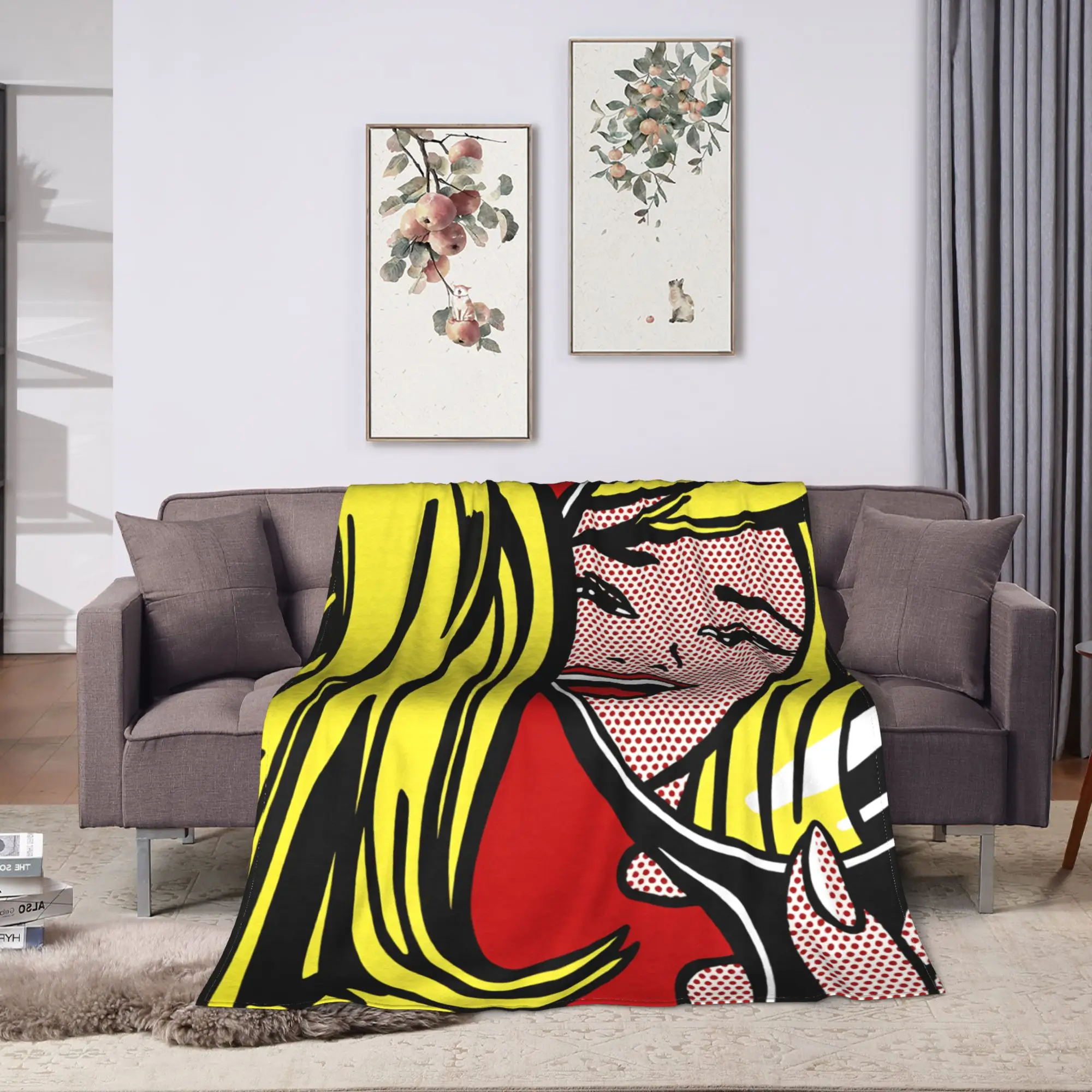 Roy Lichtenstein Pop Art Blanket  Warm Soft Street Trend Plush Throw Blanket For Home Decor Flannel Bedspread Bed Cover