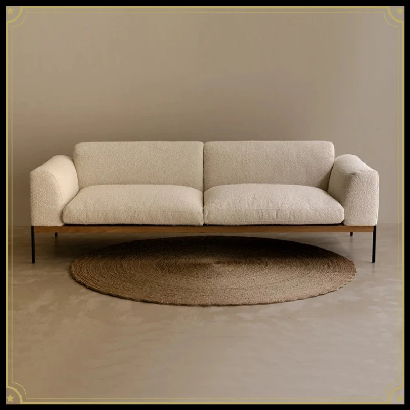 X-S  Fabric sofa, living room, small apartment,  wind solid wood three-person straight-row sofa HG