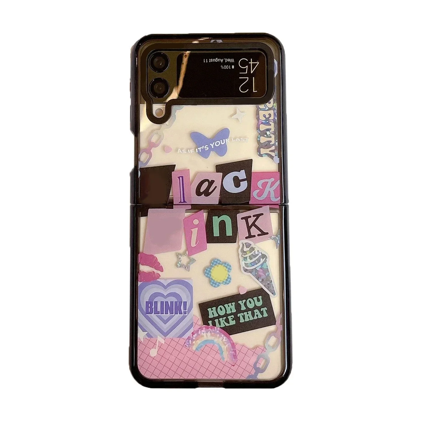 

Black Border Acrylic KPOP Phone Case for Samsung Galaxy Z Flip 5 4 3 Back Cover for ZFlip3 ZFlip4 ZFlip5 Hard Case Shell