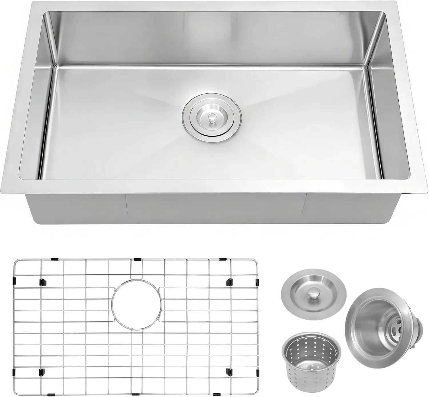 

RV Kitchen Sink, 27''×16''×7'' Stainless Steel Drop-in/Undermount Kitchen Sink, 27 inch Single Bowl Sinks for RV, 7 inch Depth O