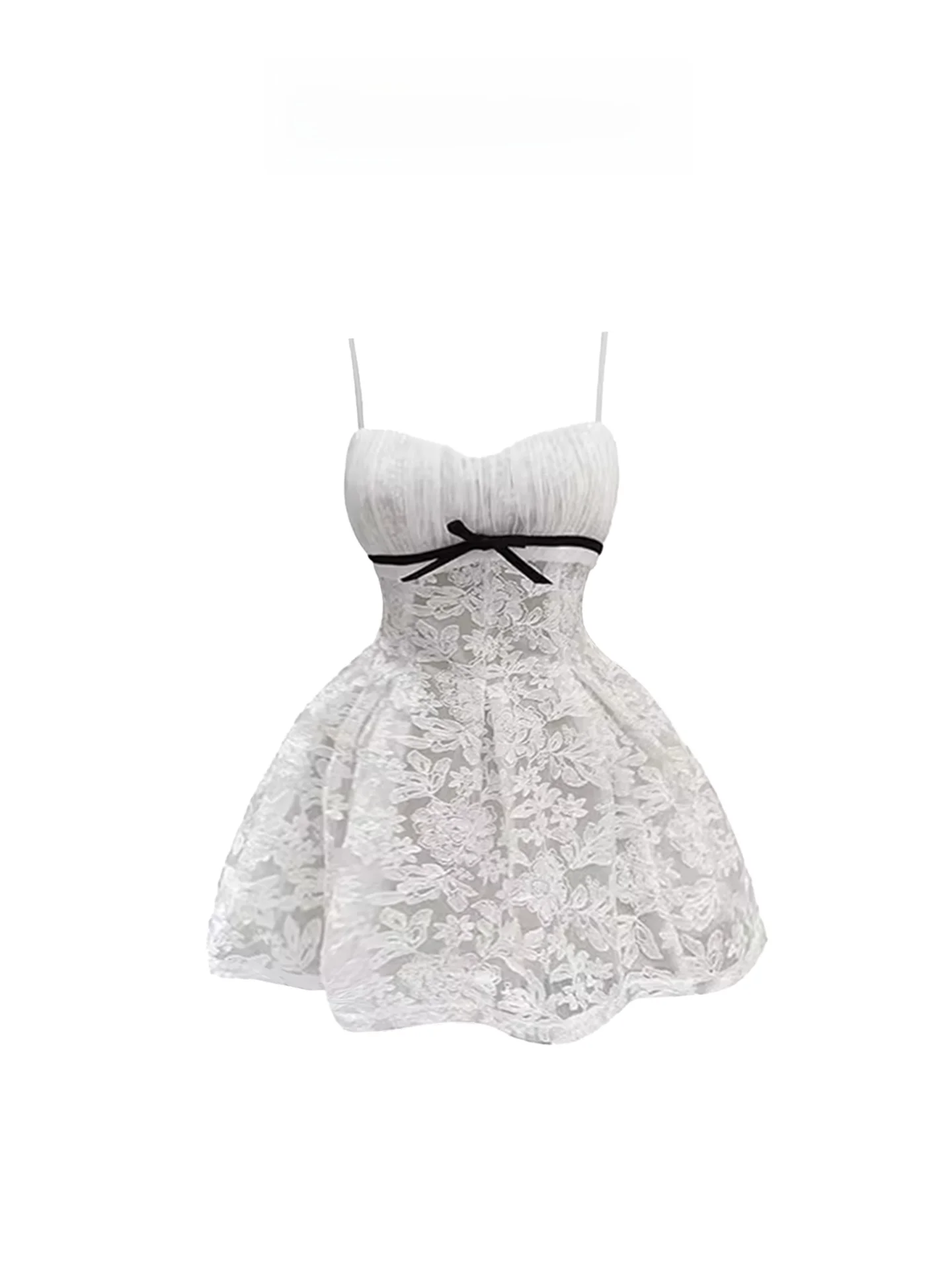 

HEZA Lace ter Dr Women's Autumn Winter Slimming Pleated Fairy Skirt Sexy A-Line ort Dr Knot No Sve