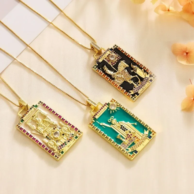 Justice TAROT Necklace Cross-border Europe and The United States Hot Electroplated Gold Color Tarot Pendant Jewellery Set 2024 image 5