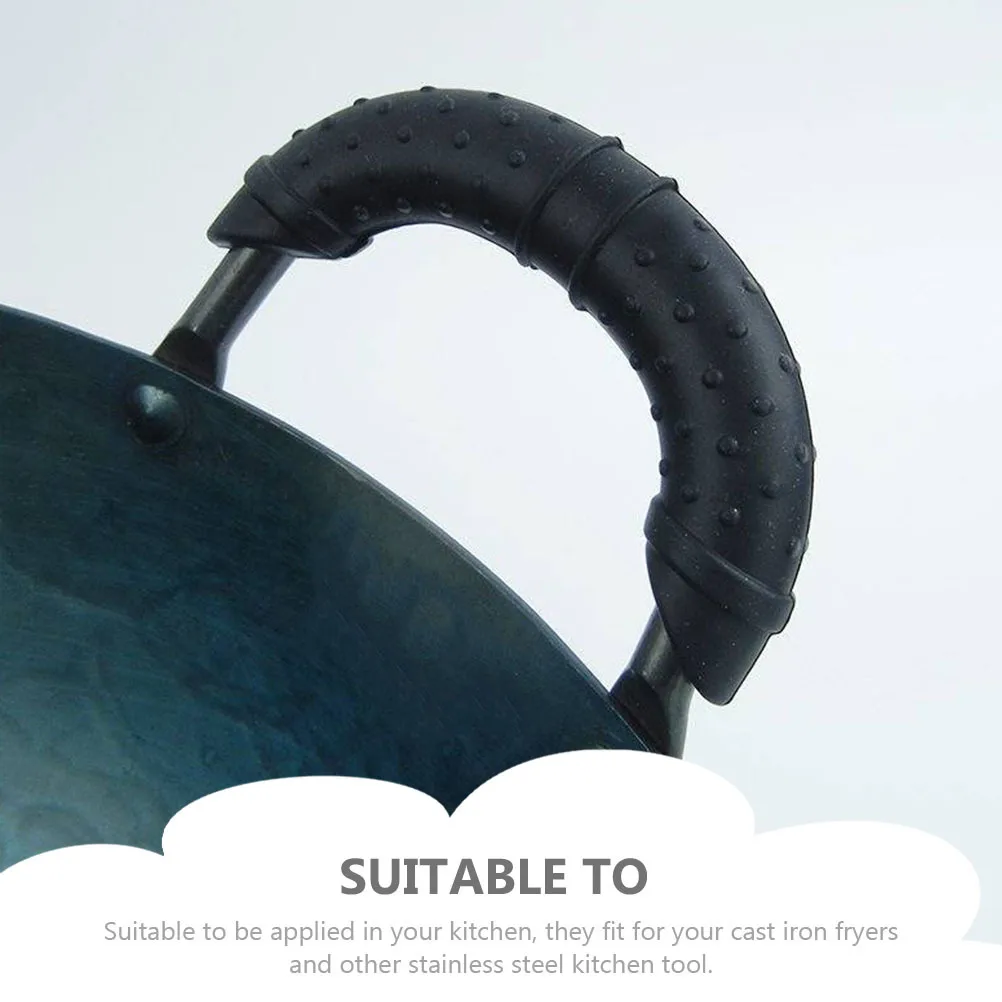 

Silicone Pot Handle Covers Thickened Heat Resistant Anti-Skid Protectors for Frying Pan Wok Soup Pot Kitchen Use