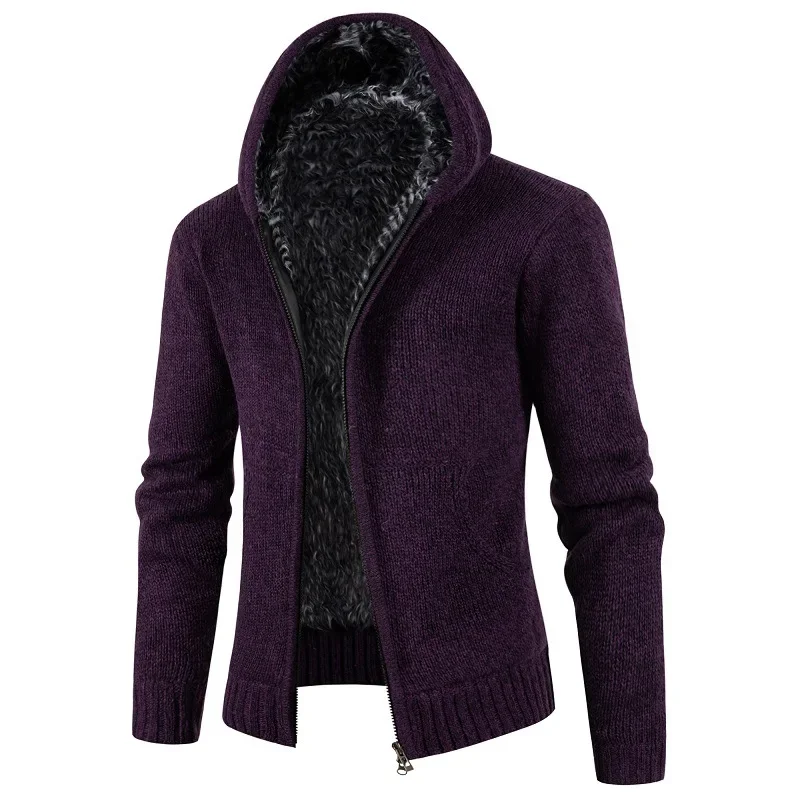 

Men's Fleece Thickened Zipper Knitted Cardigan Sweater Jacket